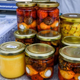 Canning jars full of put-up food